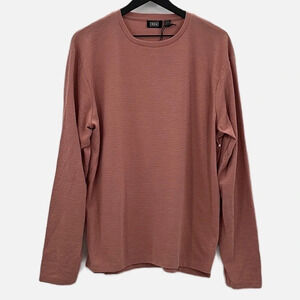 RDI Ribbed Crew Neck Long Sleeve T Shirt in Dusty Rose - NWPT - Size Large